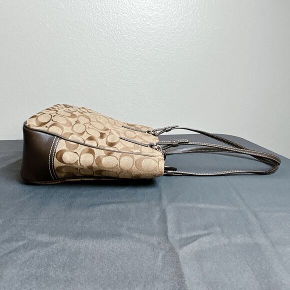 COACH VINTAGE BROWN/TAN SIGNATURE TOTE 6090 SHOULDER BAG - Picture 8 of 11